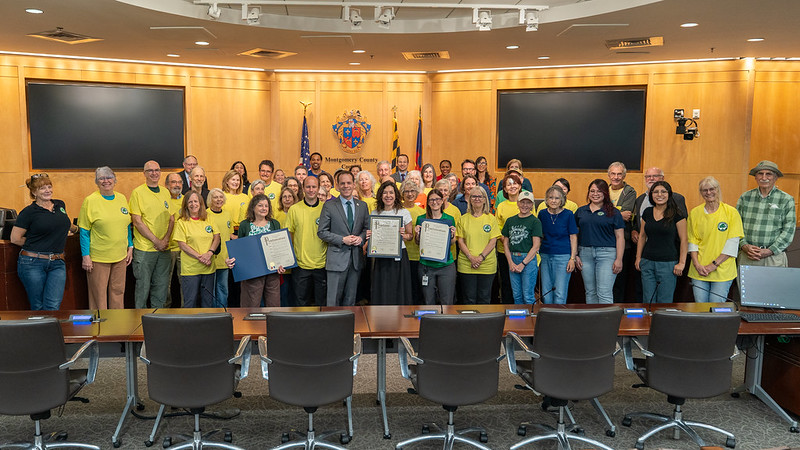 Montgomery Parks Weed Warrior volunteers are recognized by the Montgomery County Council.